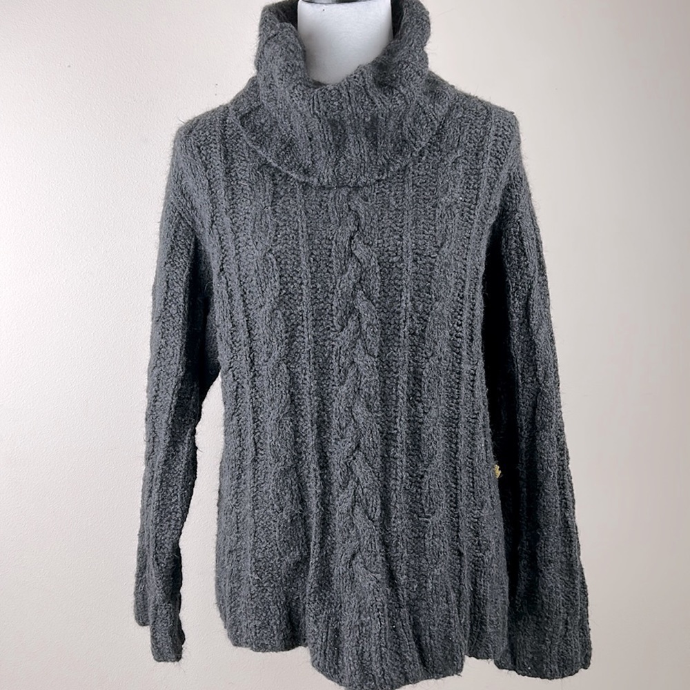 Peruvian Trading Company Handknit 100% alpaca wool knit cowl neck sweater Large